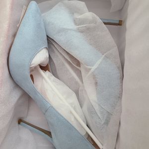 Boutique blue suede high heel shoes, size 7.5